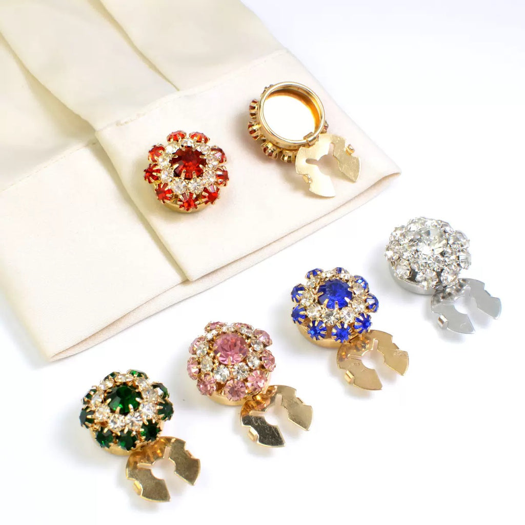 Crystal Rhinestone Snap Button Earrings in multiple colors