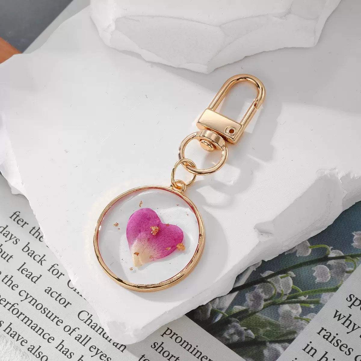 Dried Flower Resin Keychain