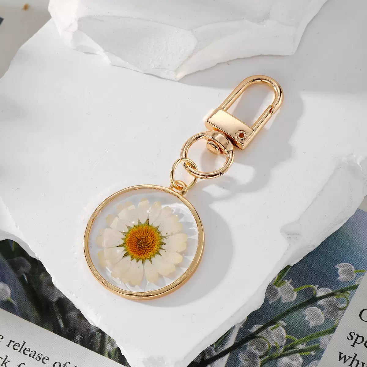 Dried Flower Resin Keychain
