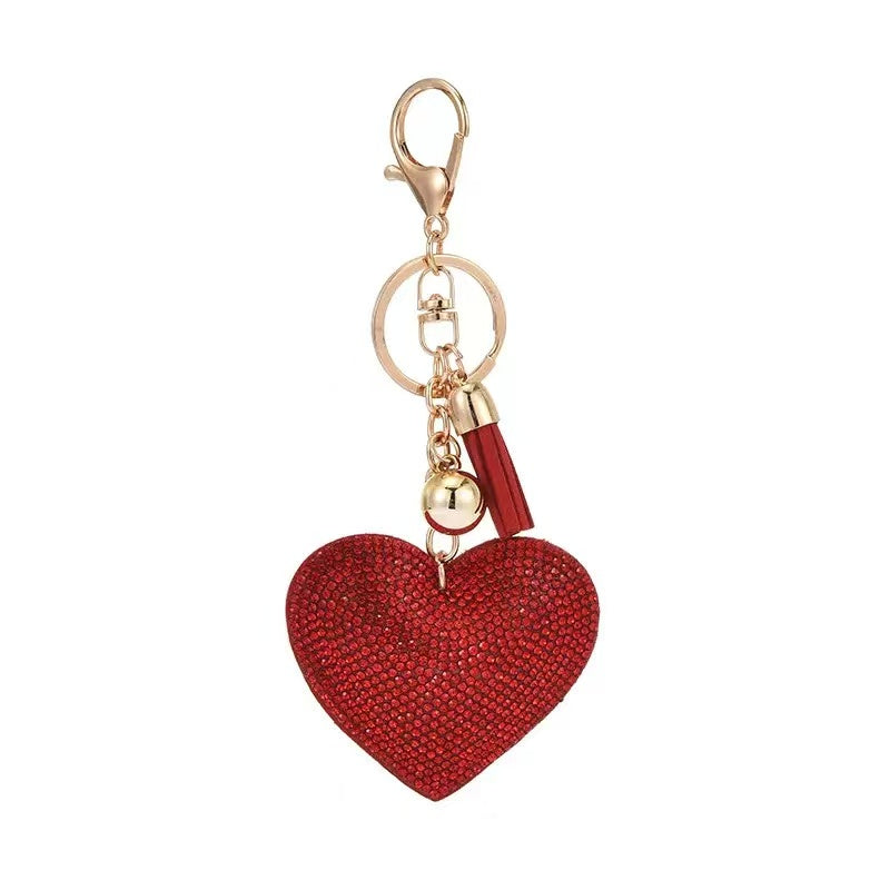 Rhinestone Heart Keychain