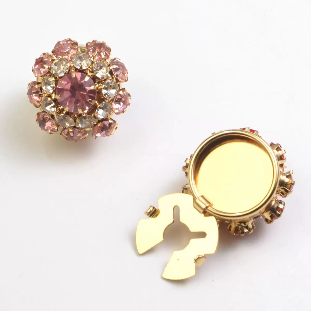 Crystal Rhinestone Snap Button Earrings
