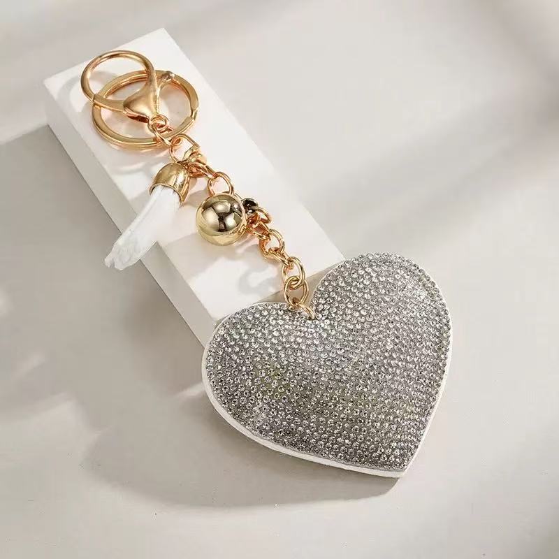 Rhinestone Heart Keychain