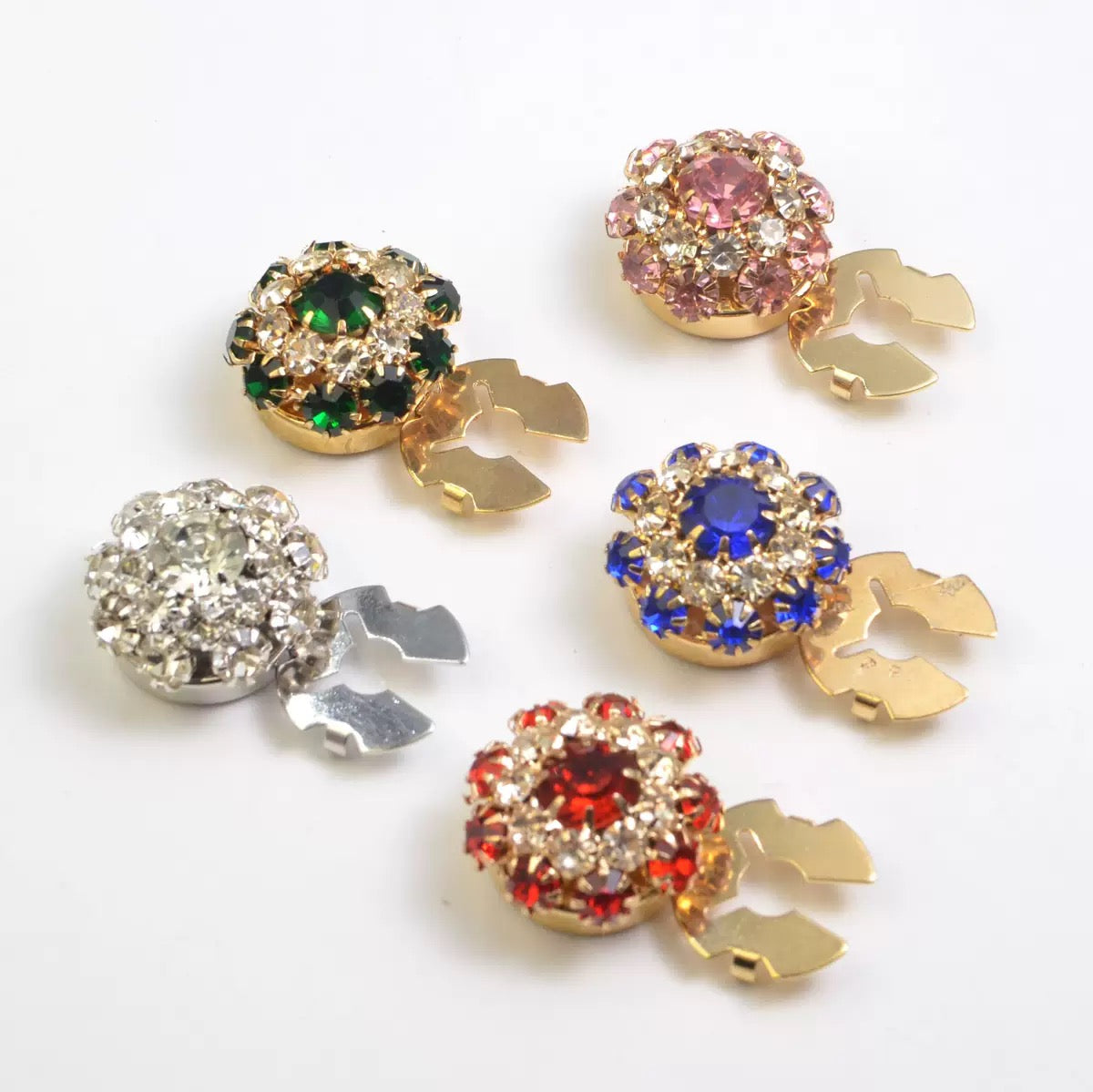 Crystal Rhinestone Snap Button Earrings