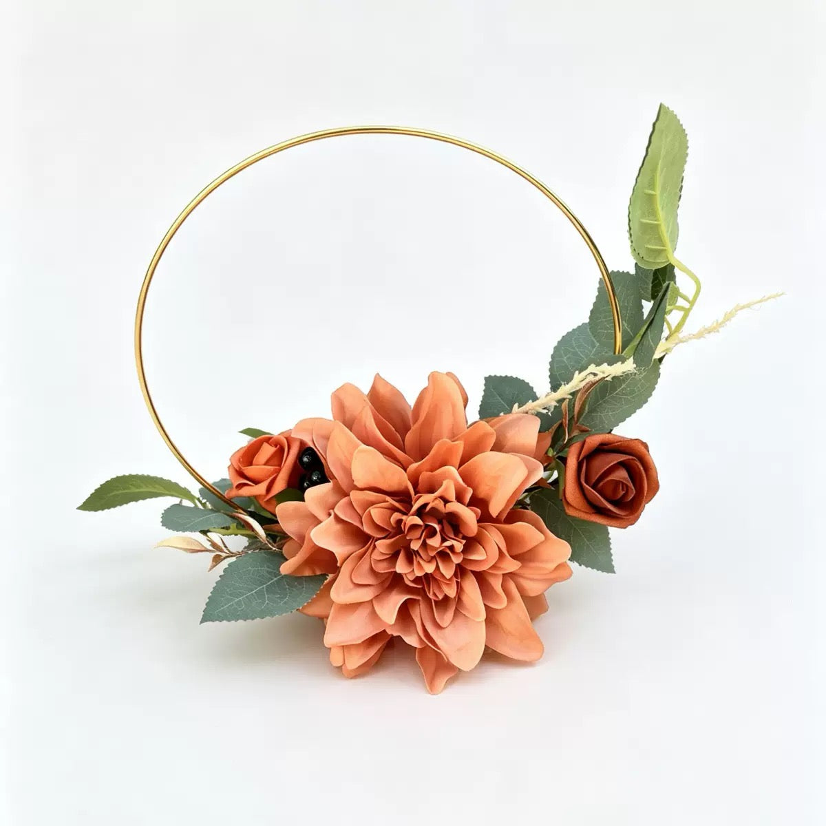 Boho Floral Hoop Wreath – Terracotta