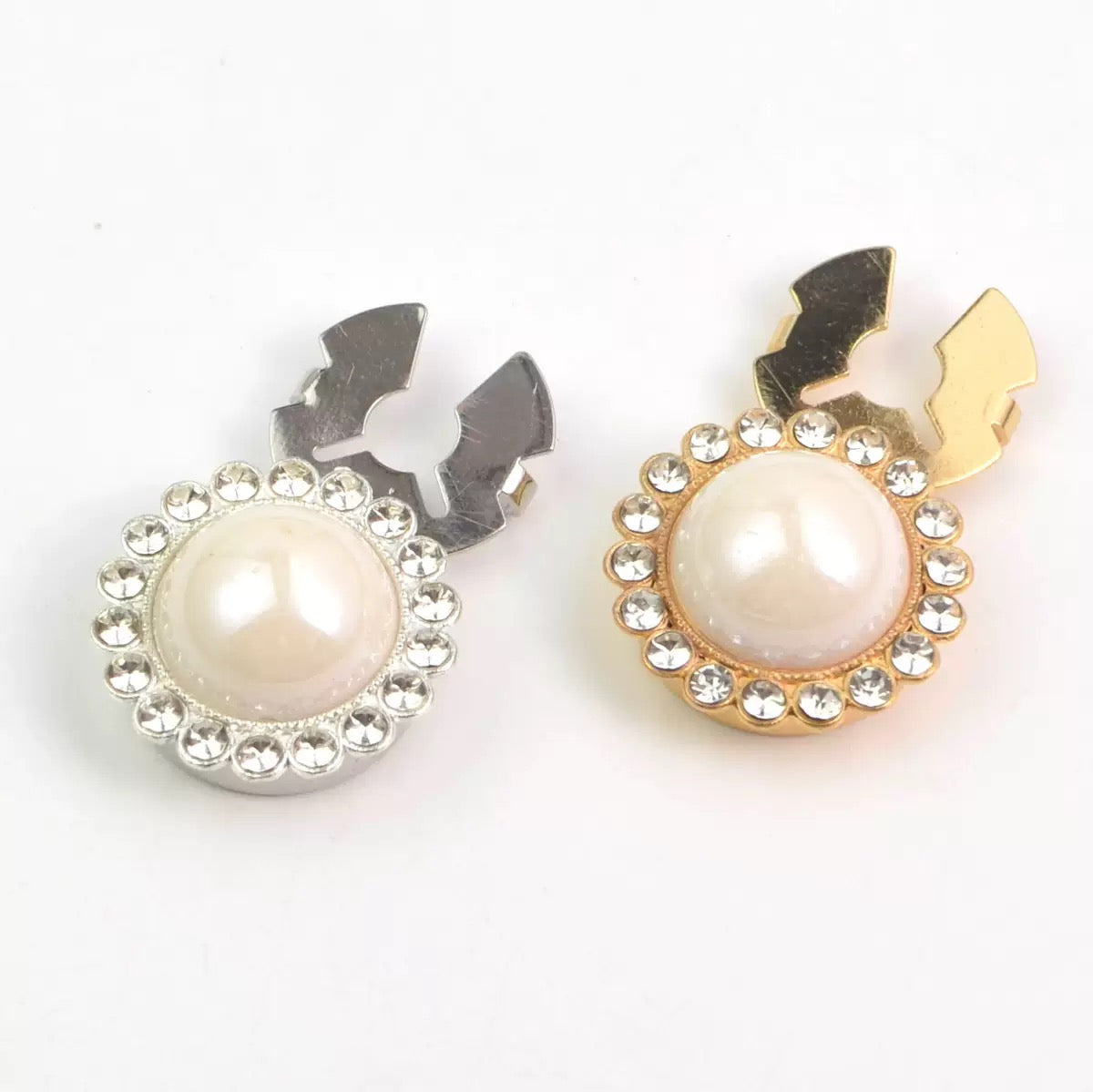 Pearl Rhinestone Clip Buttons