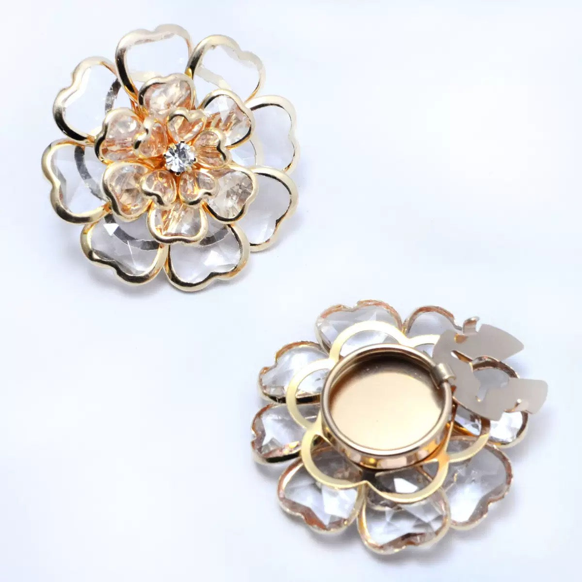 Black & Gold Flower Decorative Button – 38mm