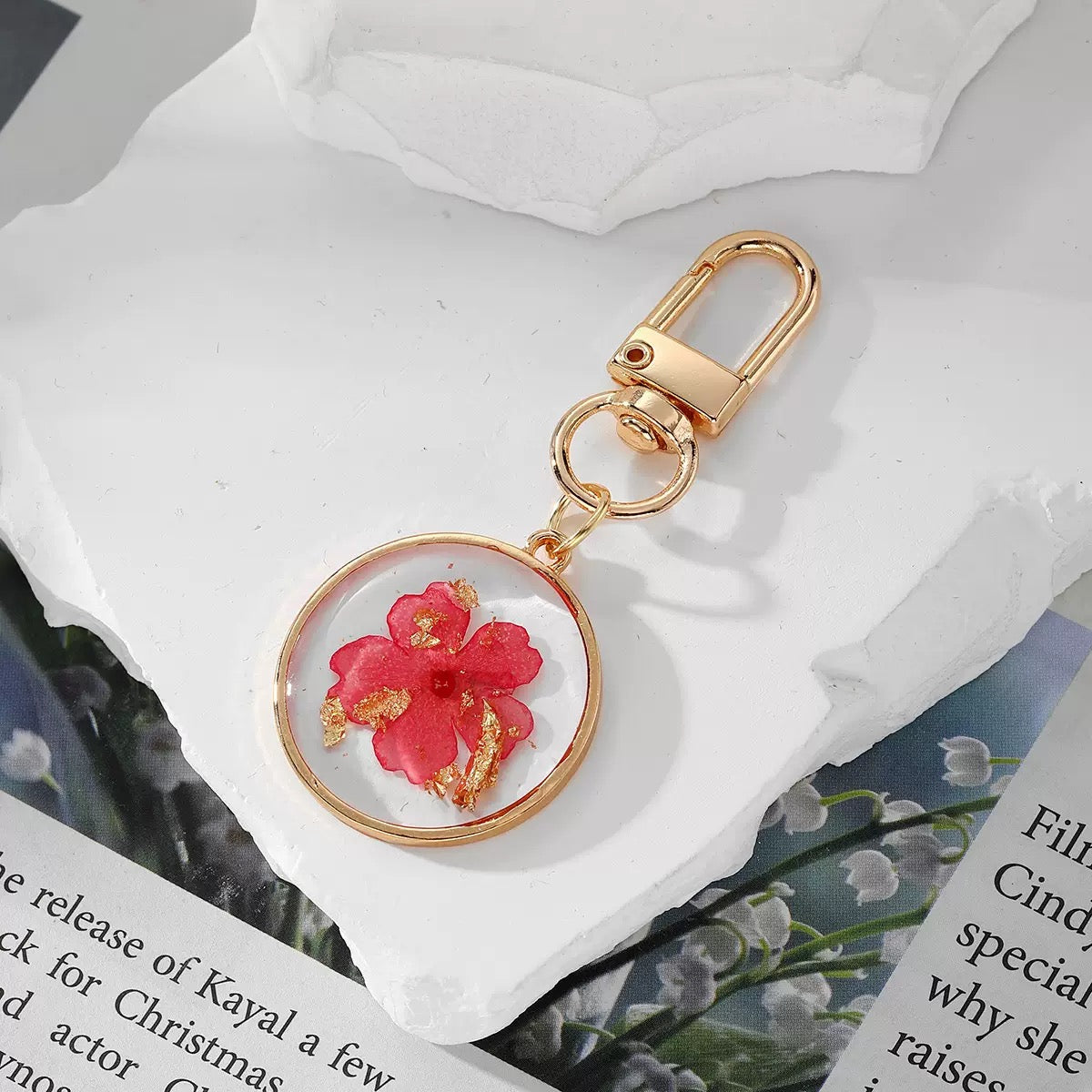Dried Flower Resin Keychain