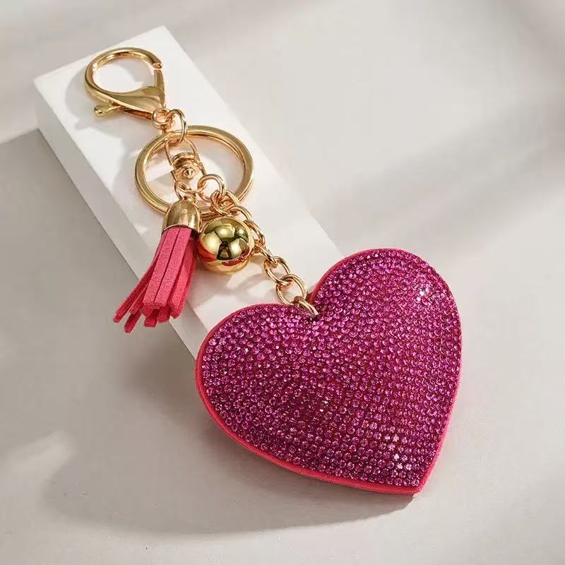 Rhinestone Heart Keychain