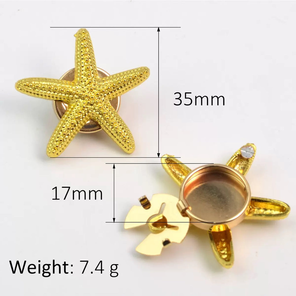 Gold Starfish Stud Earrings