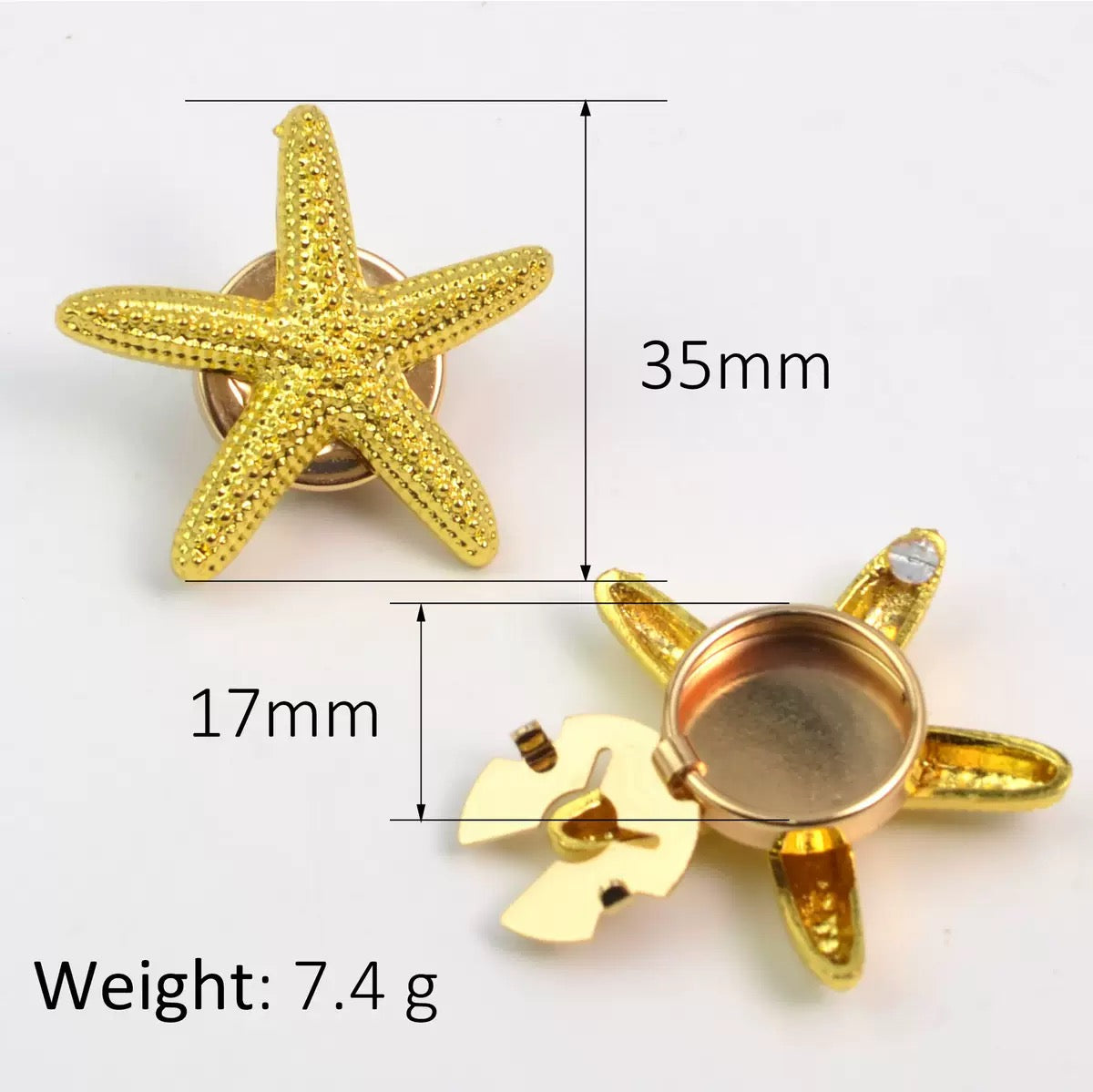 Gold Starfish Stud Earrings