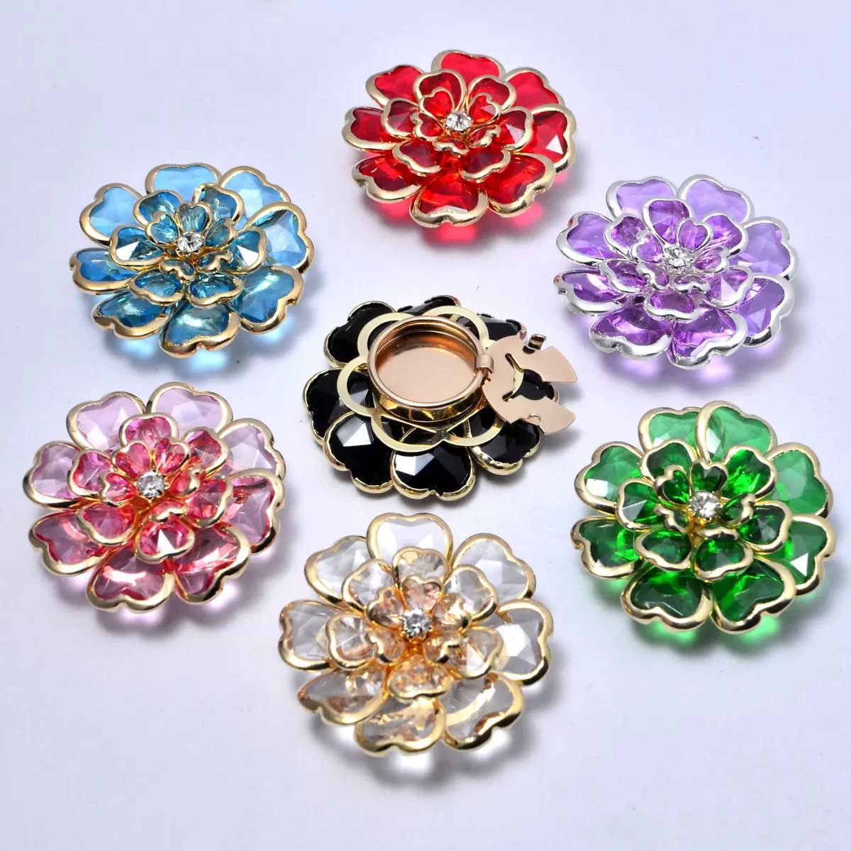 Black & Gold Flower Decorative Button – 38mm