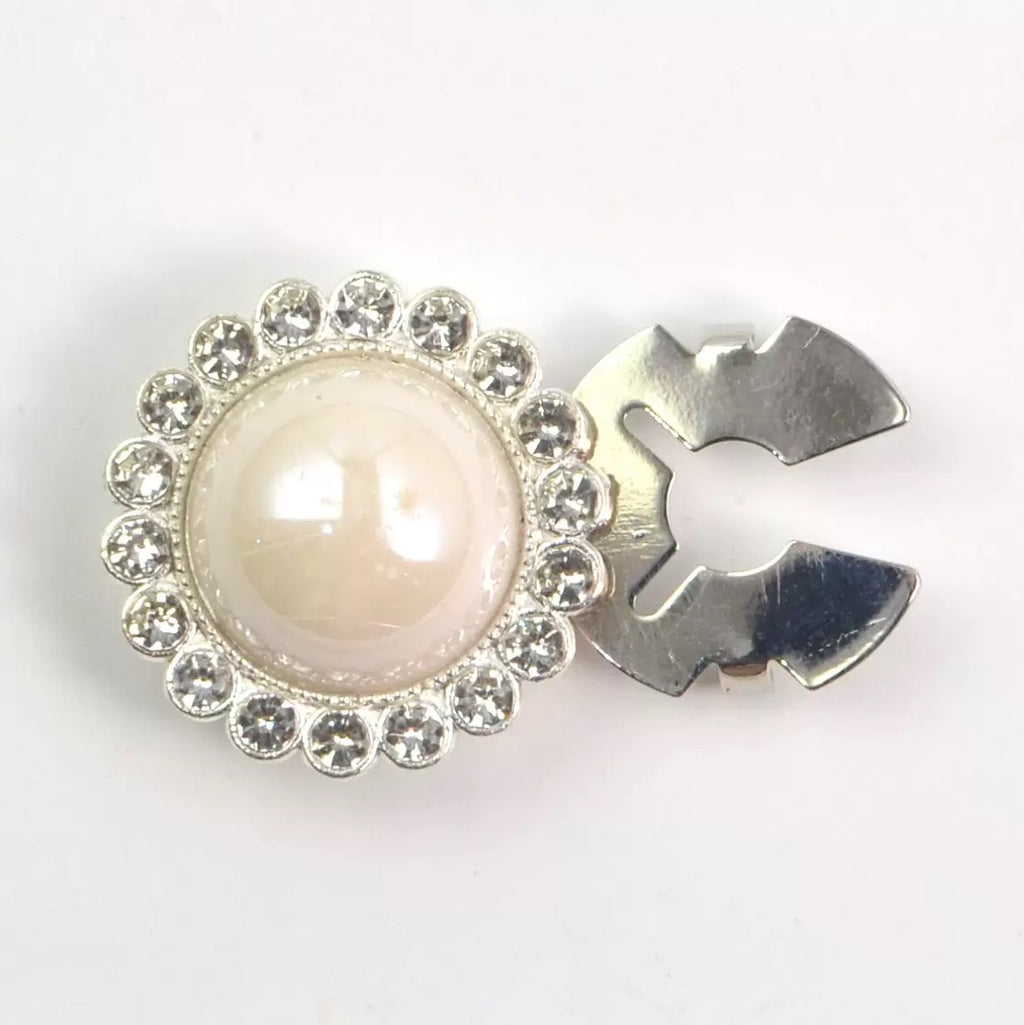 Pearl Rhinestone Clip Buttons