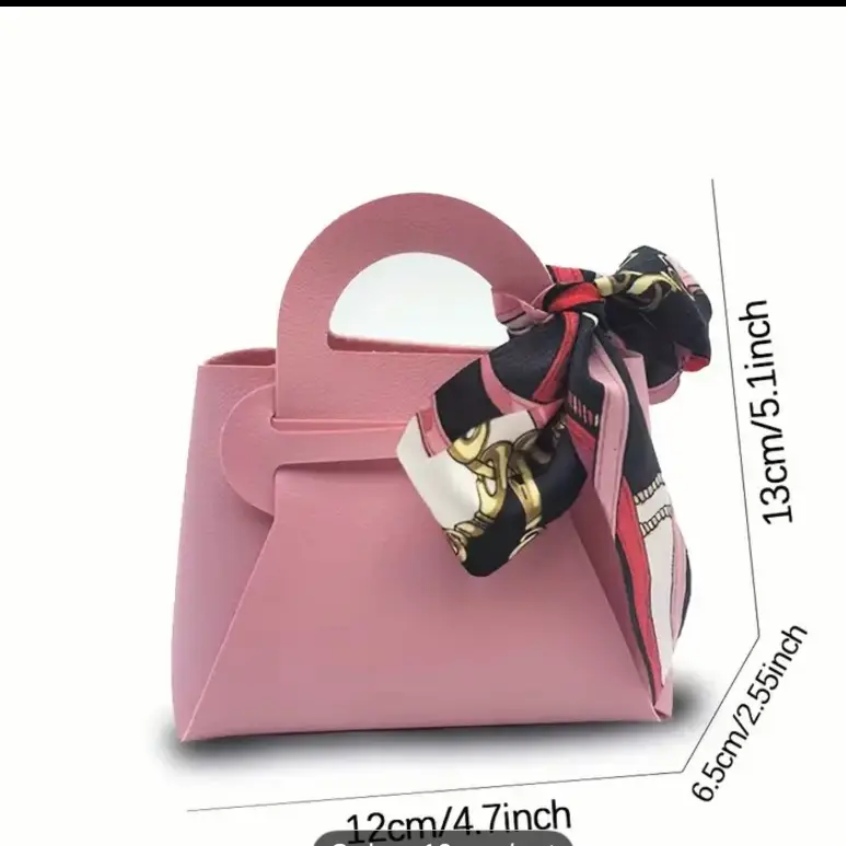 Mini pink handbag with silk scarf accent
