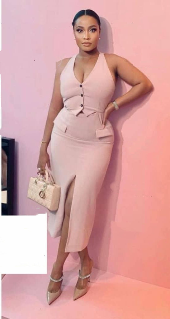White Front Slit Midi Dress with Vest