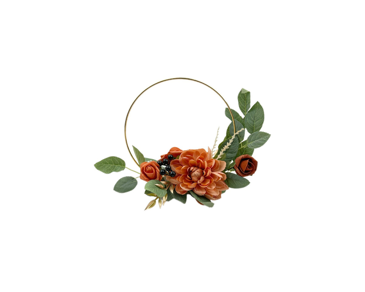 Boho Floral Hoop Wreath – Terracotta
