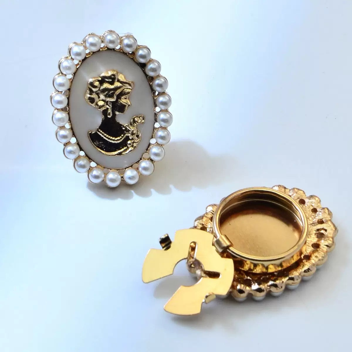 Vintage Pearl Cameo Brooch