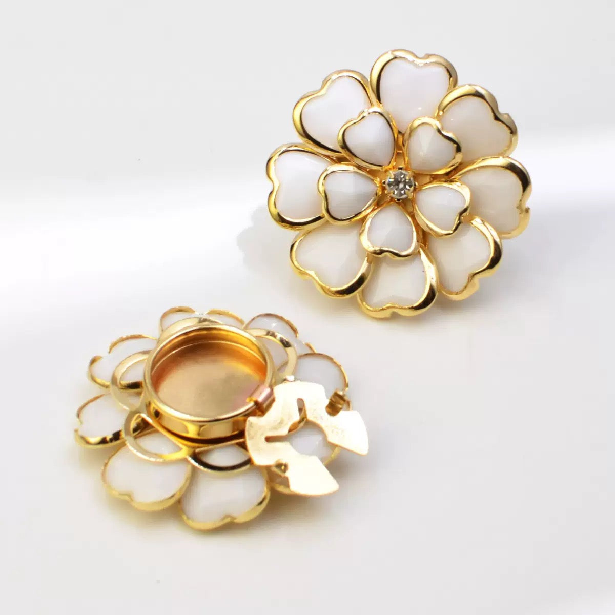 Black & Gold Flower Decorative Button – 38mm