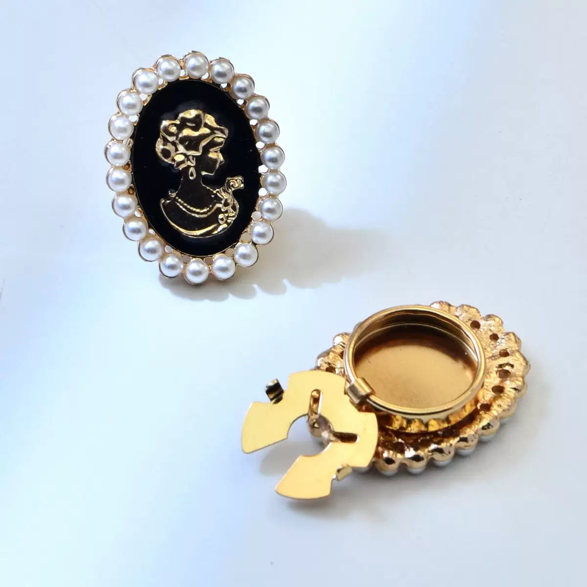 Vintage Pearl Cameo Brooch