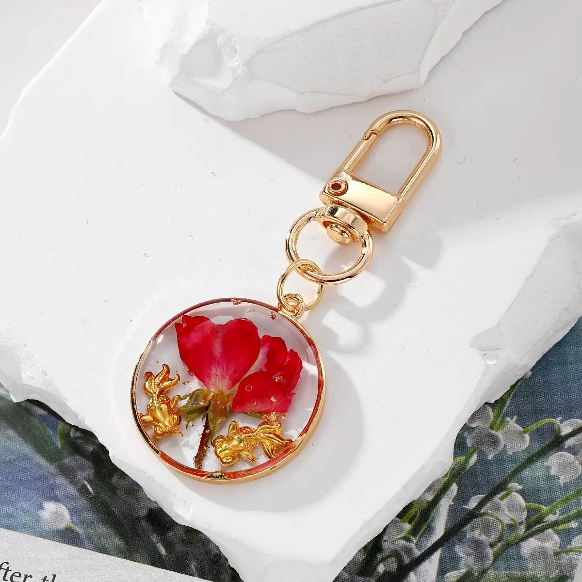Dried Flower Resin Keychain